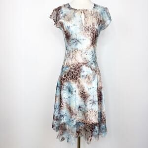 Komarov Crinkle Short Sleeve Midi Dress L